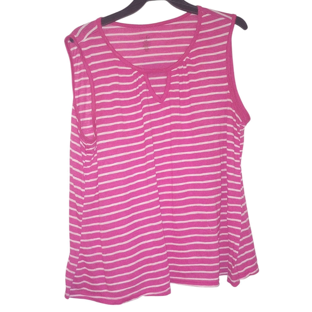 Just Be Pink Summer Striped Sleeveless Top Size 2X